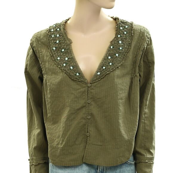 Intimately Free People Sweet As Roses Lounge Blouse Top Embroidered XS 277445 - Picture 6 of 8